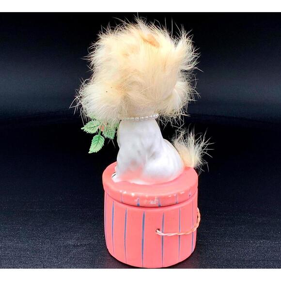 Enesco Pink Poodle Trinket Box Vintage Ceramic Dog Pearl String Jewelry Box - Picture 4 of 5